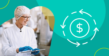 Woman in food manufacturing plant check tablet